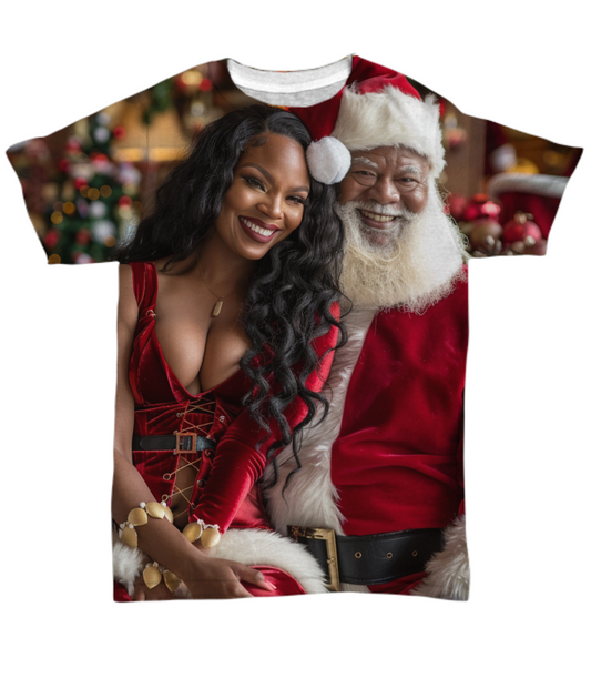 Mr. & Mrs. Claus Naughty by Nature All Over T-Shirt